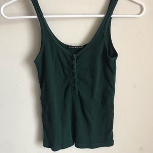 Brandy Melville Simone Dark Green Button Tank Top